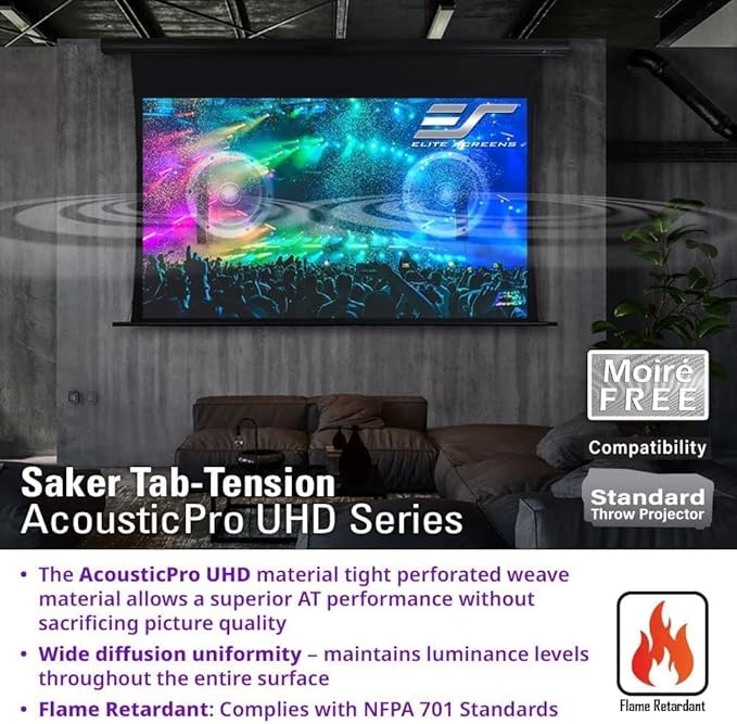 Elite Screens Saker Tab-Tension AcousticProUHD RC1 Kit, 100-INCH 24" Drop - Image 8