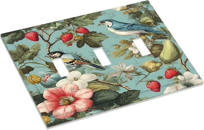 Bvtewkhz William Morris Flower 3 Gang Triple Toggle Wall Plate Cover Decorative - Image 3