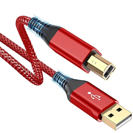 sweguard Printer Cable 10ft, USB 2.0 USB-A to USB-B Cord, High Speed Nylon by Sweguard