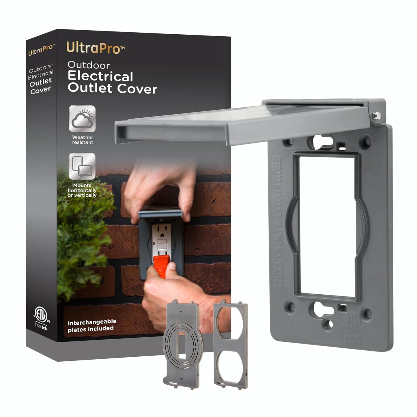 UltraPro Outdoor Weatherproof Electrical Outlet Cover, Single Gang, 2 Pack | Durable Metal Design for Not-In-Use Plugs, Impact & UV Resistant, Includes Gasket & Mounting Hardware