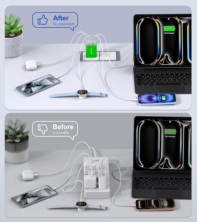 60W USB C Wall Charger Block, 5-Port C Charger Fast Charging Block PD Power - Image 6