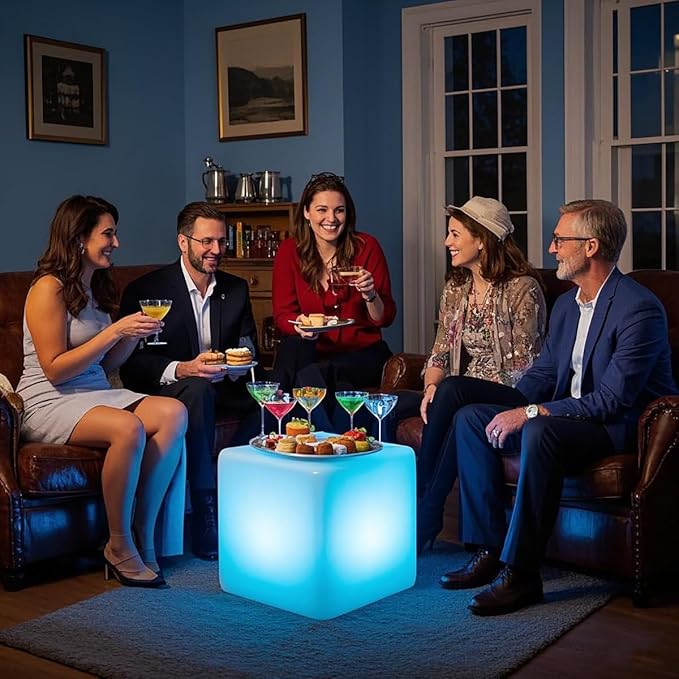 Mr.Go 15-Inch LED Cube Chair, 16 Dimmable RGB Colors Cube Seat w/Remote - Image 7