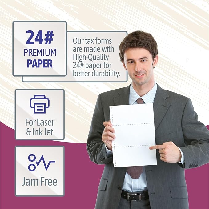 W-2 Forms Blank Paper 4-Up Version NO Instructions on Back - Image 3