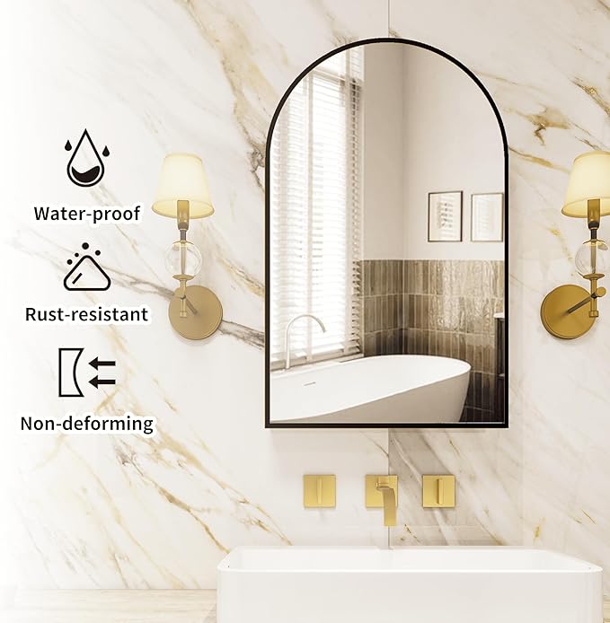 Bathroom Medicine Cabinet with Mirror, Arched Medicine Cabinet Wall Mounted - Image 7