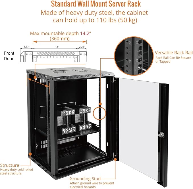Tecmojo 15U Wall Mount Rack Network Cabinet - Image 4