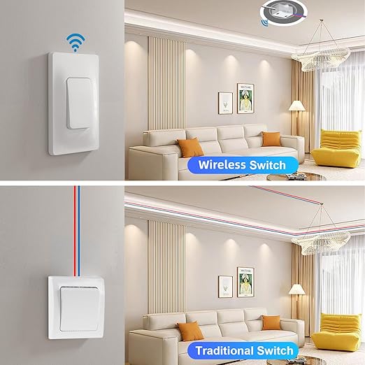 Thinkbee Self-Powered Wireless Light Switch and Receiver Kit, Kinetic Remote - Image 3