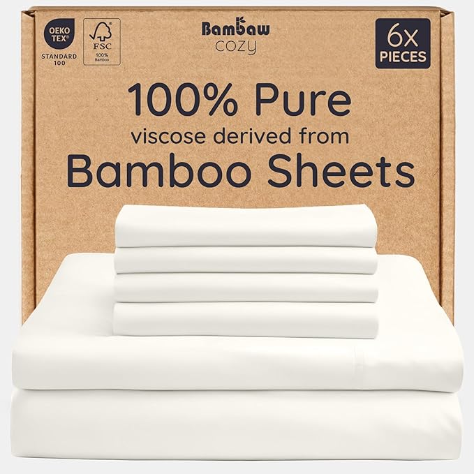 Bambaw Queen Sheet Set 6pcs – 100% Viscose Derived from Bamboo Sheets Queen by Bambaw