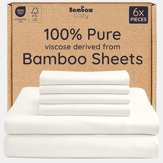 Bambaw Queen Sheet Set 6pcs – 100% Viscose Derived from Bamboo Sheets Queen by Bambaw