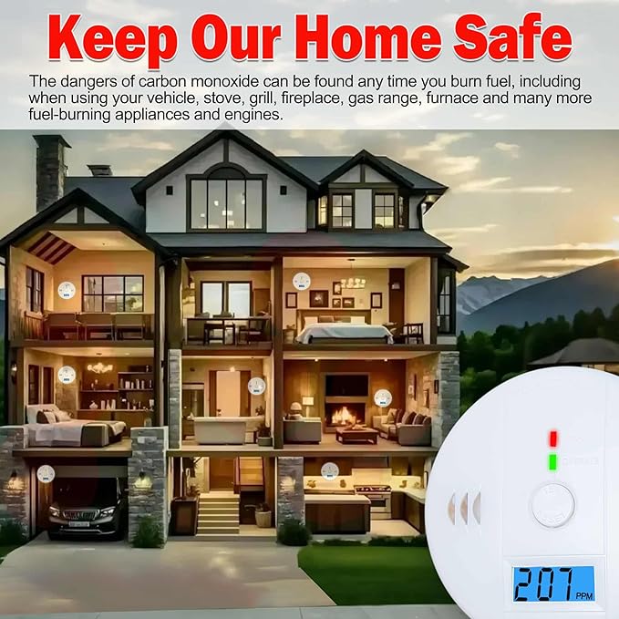 3 Pack Carbon Monoxide detectors, co Detector, Carbon Monoxide Alarm Detector - Image 8