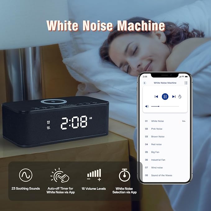 Dual Alarm Clock Radio Bedroom, Digital Alarm Clocks Bedrooms Bluetooth - Image 7
