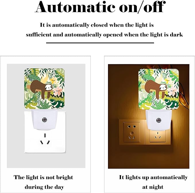 FSHVQKD Cute Sloth in Jungle Night Light, Plug-in Night Lights - Image 3