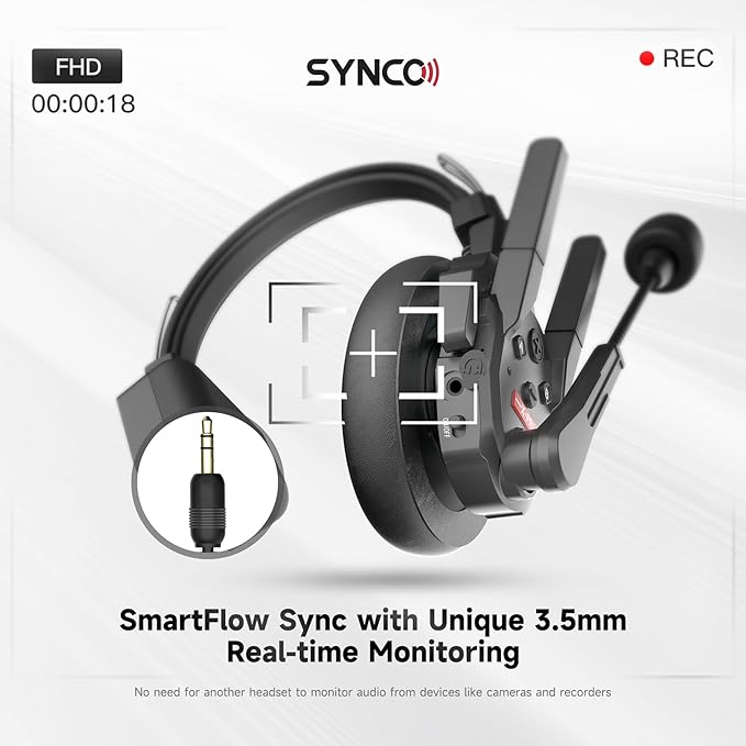 SYNCO XTALK XPro2 Wireless Intercom Headset System, 2.4 GHz 1640FT/500M Full - Image 4