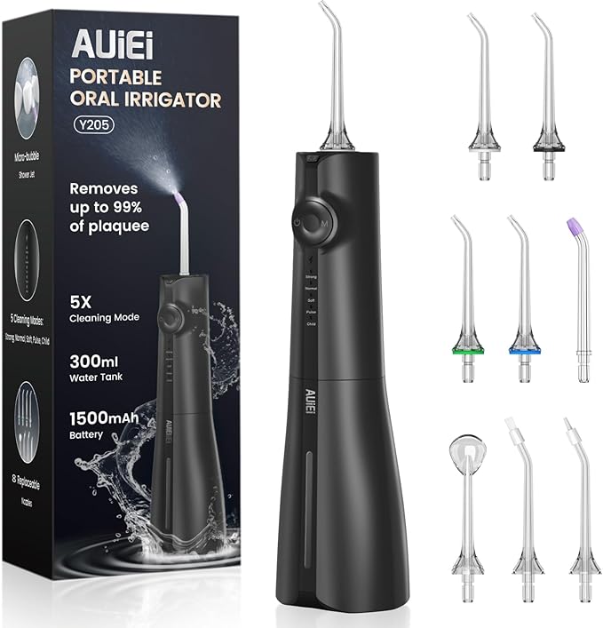 AUIEI Water Flosser Pick for Teeth & Braces, 300ML Cordless Power Dental by AUIEI