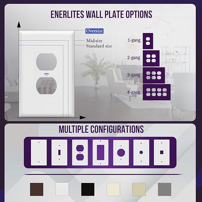 ENERLITES Duplex Receptacle Outlet Wall Plate, Jumbo Outlet Covers, Gloss Finish - Image 5