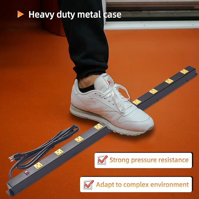 10 Outlet Long Power Strip Surge Protector, Heavy Duty Industrial Metal Power - Image 4