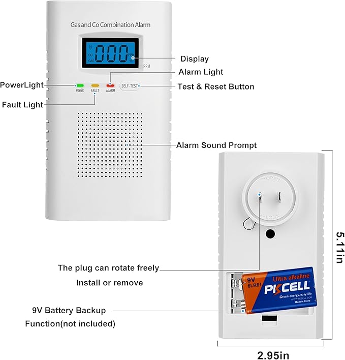 2 Pack Combination Gas & Carbon Monoxide Detectors - Image 2