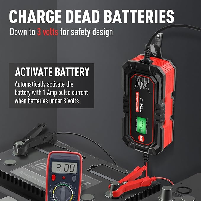 Sailnovo 10A Car Battery Charger, 6V and 12V Car Trickle Charger, 10-Stages - Image 5
