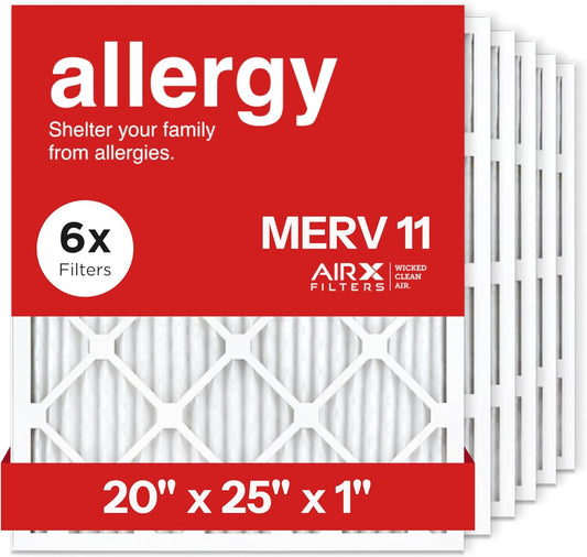 20x25x1 Air Filter by AIRx Filters MERV 11 Pleated Furnace Filter HVAC AC