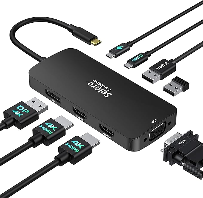 USB C Docking Station Dual HDMI Monitor Adapter, Selore USB C Hub 3 Monitors by SeloreS-Global
