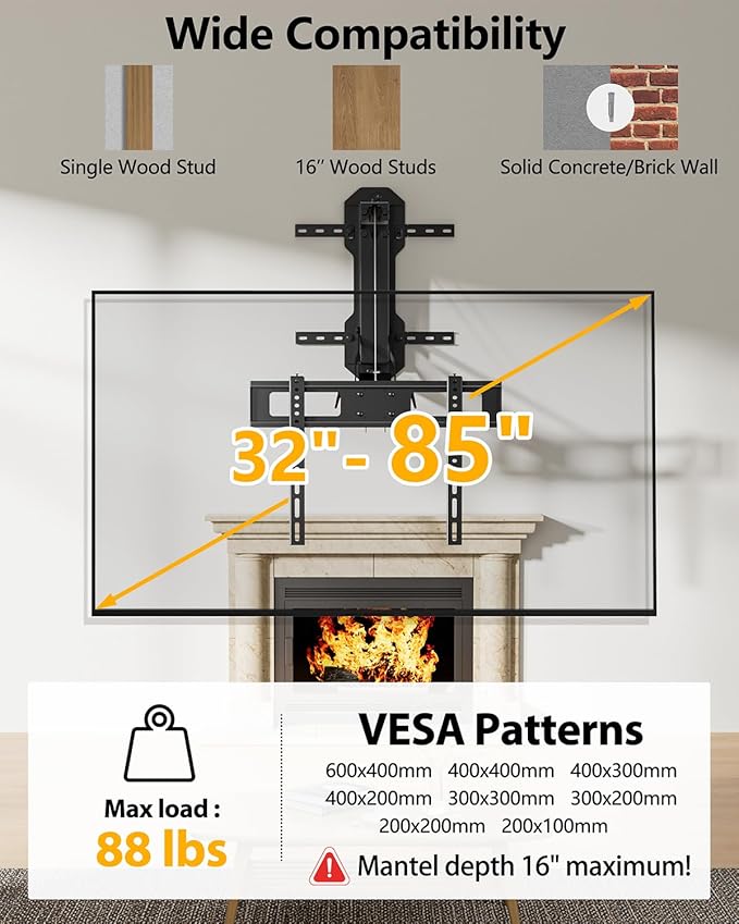 FORGING MOUNT Motorized Fireplace Pull Down TV Mount - Image 2