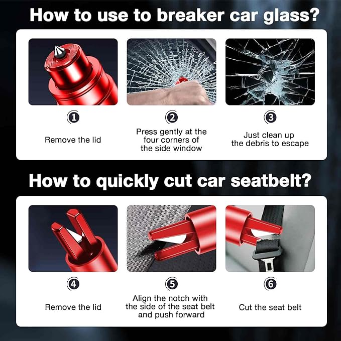 MOTORBUDDY Car Window Breaker Tool, 2-in-1 Window Breaker Seatbelt Cutter - Image 5