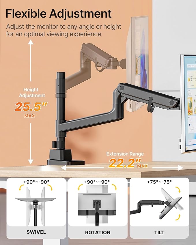 monTEK Heavy-Duty Single Monitor Arm - Image 5