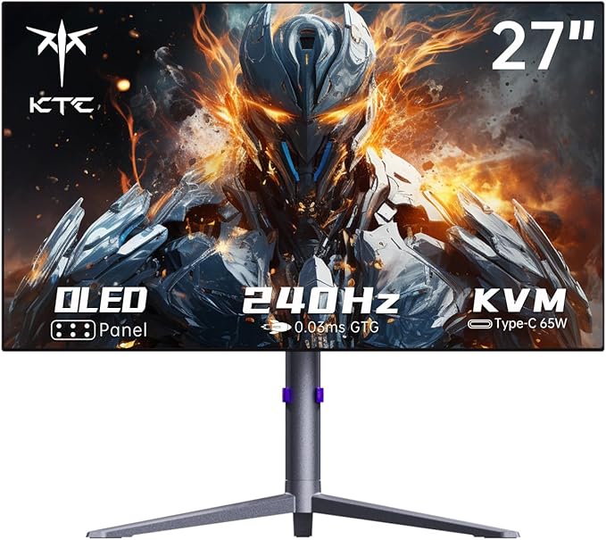 KTC 27 Inch OLED Gaming Monitor, QHD 2560 x 1440, Type-C 65W, Built-in Speakers by KTC