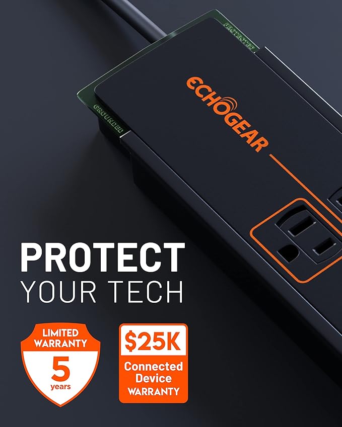 ECHOGEAR ShockBlocker 8 Outlet Surge Protector Power Strip - Image 8