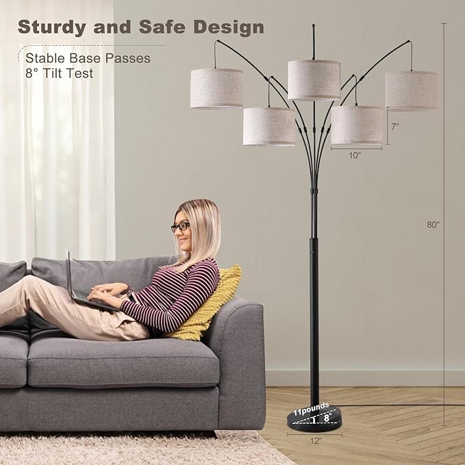 Fansdrick Floor Lamps for Living Room, 4000LM Super Bright Arc Floor Lamp - Image 8