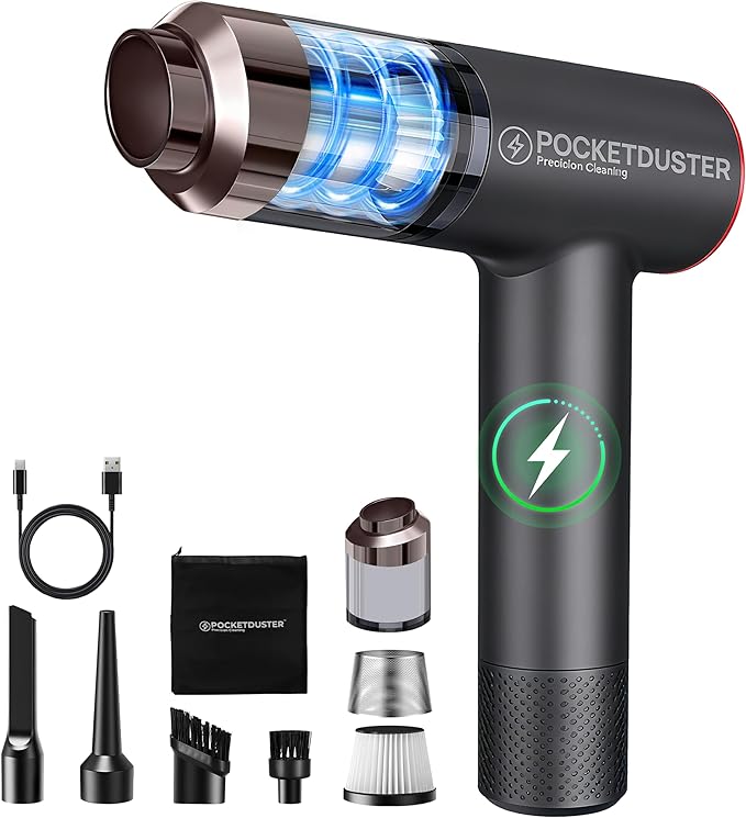 PocketDuster 2-in-1 Compressed Air Duster and Mini Vacuum Cleaner by PocketDuster
