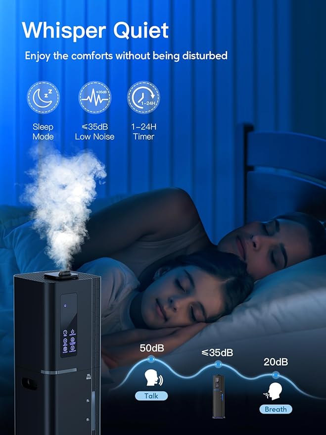 Zeova 10L/2.64Gal Humidifier, Top Fill Quiet Ultrasonic Cool Mist Humidifiers - Image 5