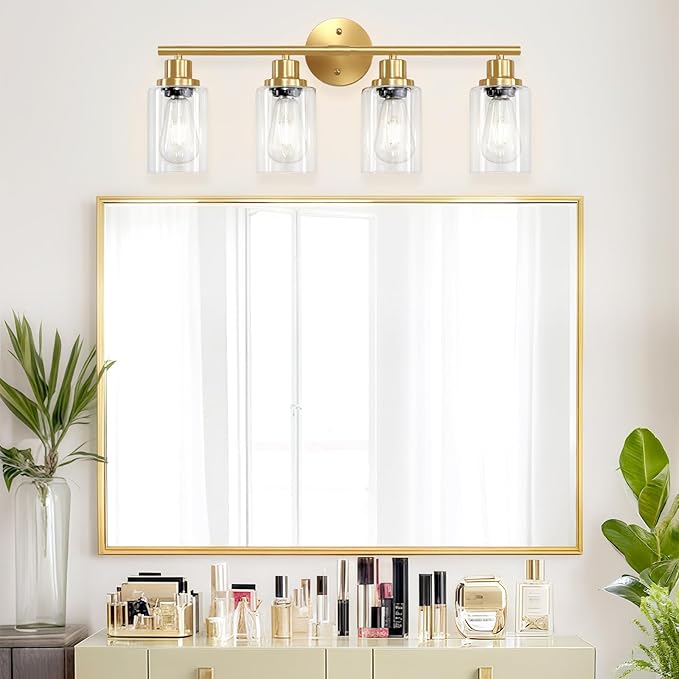Guliaofo 4-Light Gold Bathroom Light Fixtures, E26 Modern Vanity Lights - Image 7
