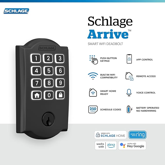 Schlage Arrive WiFi Deadbolt Smart Lock, Keyless Entry Door Lock - Image 2