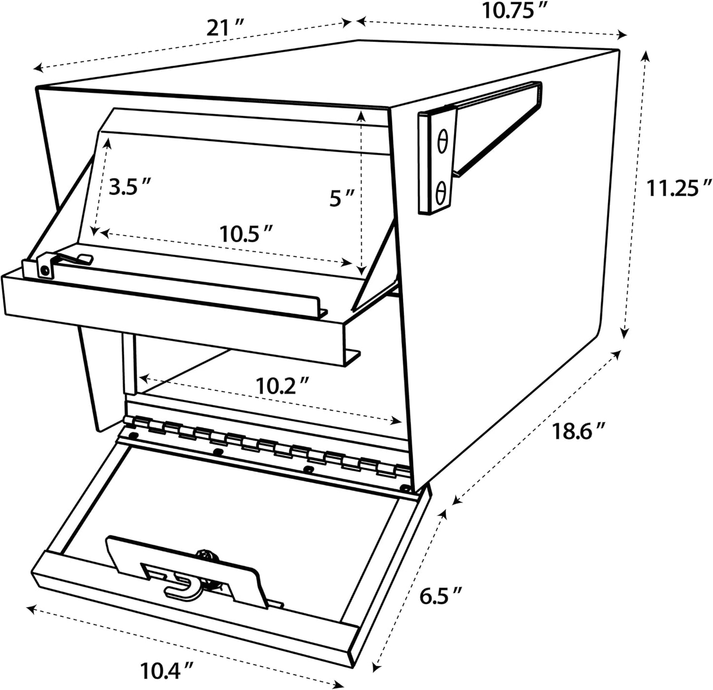 Mail Boss Mail Manager Mid Century Modern Locking Post Mount Mailbox | Patented anti-pry lock, accepts small packages, USPS approved, vandal-resistant galvanized steel curbside design.