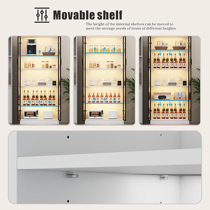 Dystler Display Cabinet with Doors and Adjustable Shelves, 5 Tier Display Case - Image 4
