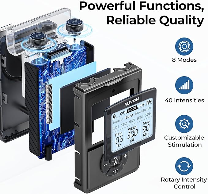 AUVON Rechargeable Digital TENS Unit Muscle Stimulator - Image 3