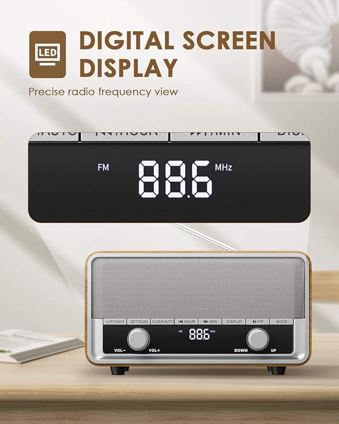 Vintage Wood AM FM Bluetooth Radio - Image 7