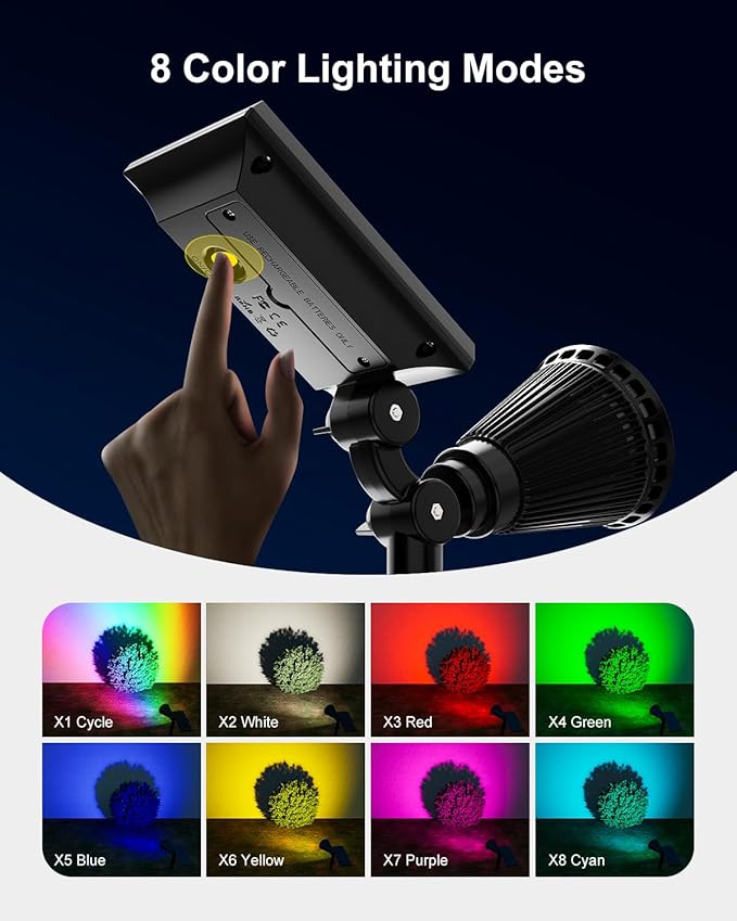 2 Pack Color Changing Solar Spotlights Outdoor - Image 4
