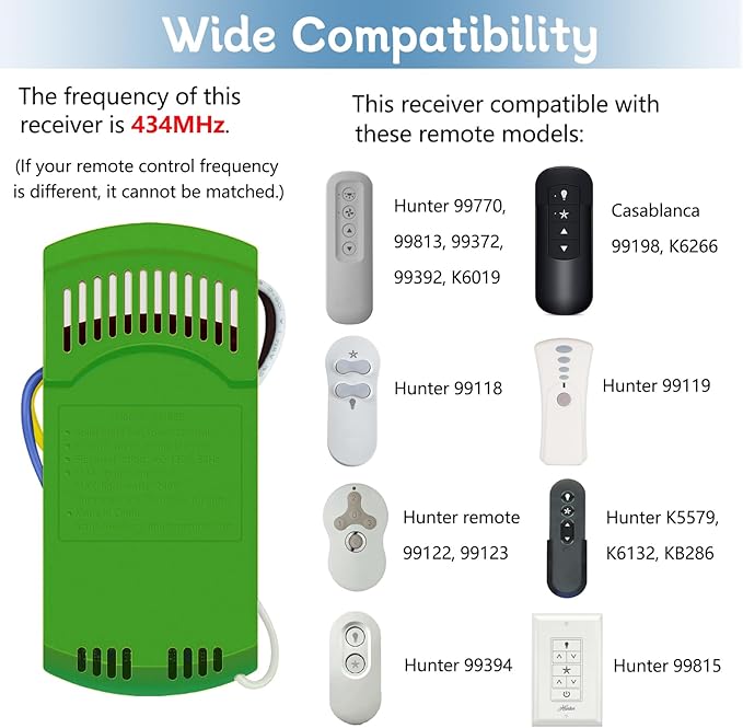 Receiver for 3 Speed AC Ceiling Fan Remote, Compatible - Image 2