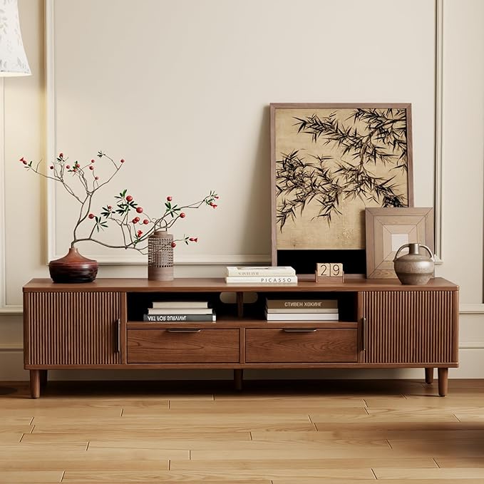 TIMBERKNOWS Mid-Century Modern TV Stand Fits TVs up to 60, Fluted TV Consoles by Unknown