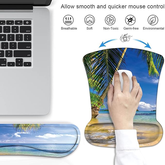 Ergonomic Mouse Pad Wrist Support and Keyboard Wrist Rest Set - Image 2