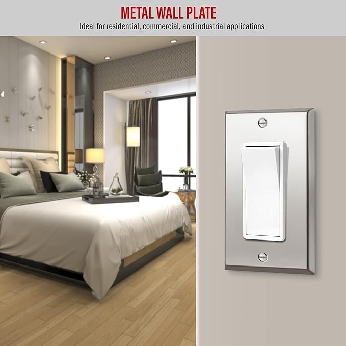 ENERLITES Decorator Switch or Outlet Metal Wall Plate, Stainless Steel 201 - Image 7
