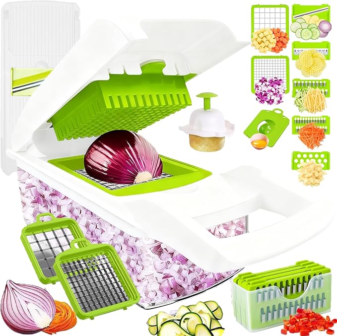 Dewpeton Pro-Series 16-in-1 Mandoline Slicer & Spiralizer, Veggie Chopper by Dewpeton