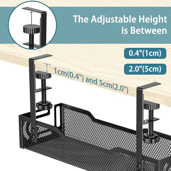 Under Desk Cable Management Tray, No Drill Mesh Desk Cable Tray, Wire - Image 4