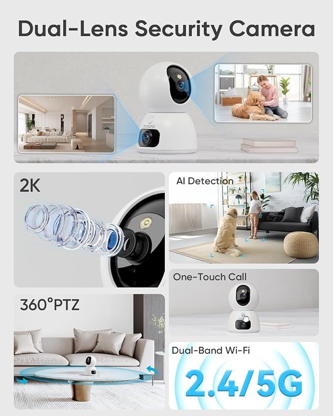 blurams 2K Dual-Lens Indoor Camera, 5G Pet Camera - Image 2
