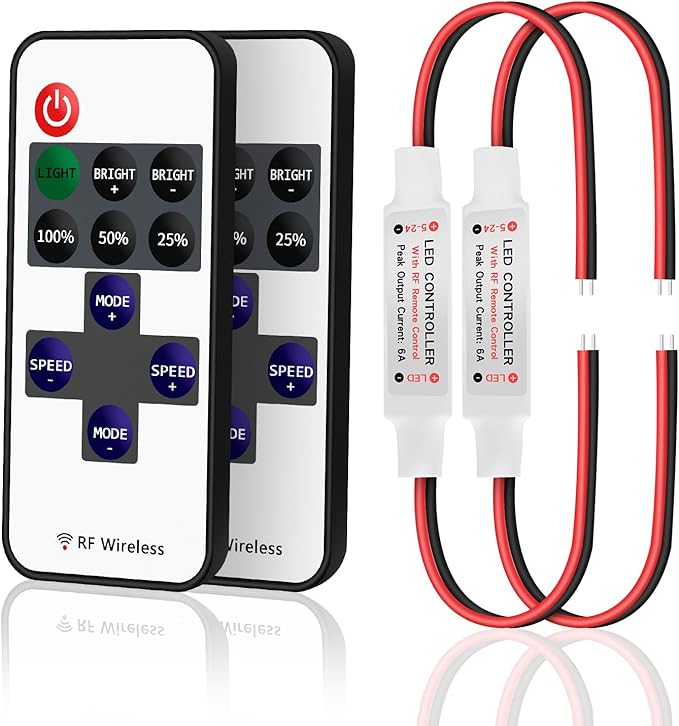 RGBZONE 2 Pack RF Wireless Remote Controller, DC5V-DC24V Single Color 5050 3528 - Image 9