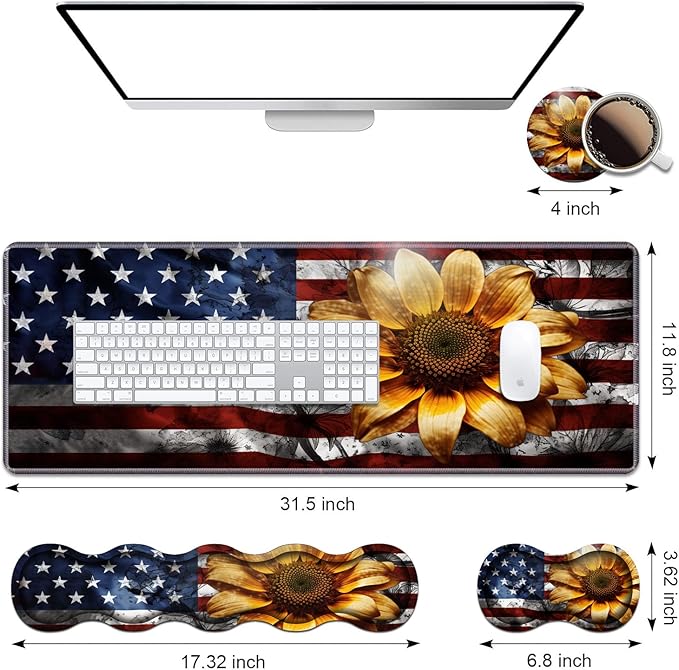 Ergonomic Keyboard Wrist Rest & Mouse Pad Wrist Rest Set, Large XXL Gaming Desk - Image 2