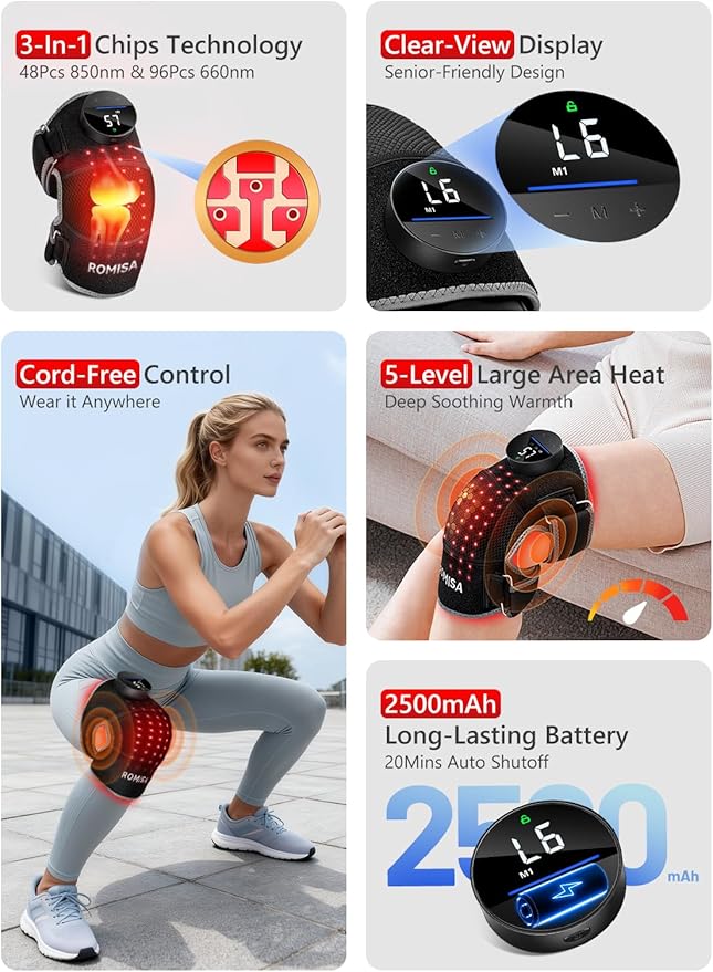 ROMISA Red Light Therapy Knee Brace - Image 5