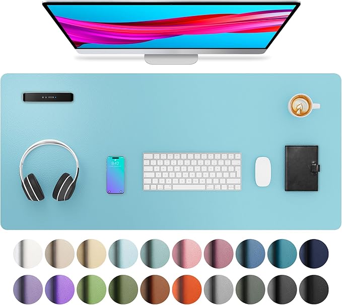 Aothia Large PU Leather Desk Pad Protector – Non-Slip Mouse Pad & Writing Mat by AothiaSimpleNaturalUnique