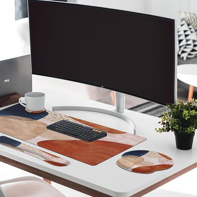 Britimes Abstract Boho Keyboard Mouse Pad Set 4in1 Large Mousepad+Keyboard - Image 5